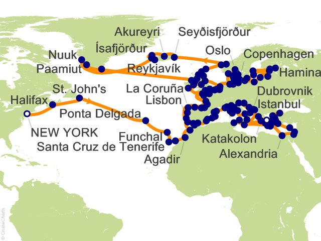 RSSC Regent Seven Seas Mariner Itinerary Cruises 2027 174 Night Grand European Discovery   New York to Athens (Piraeus) Cruise