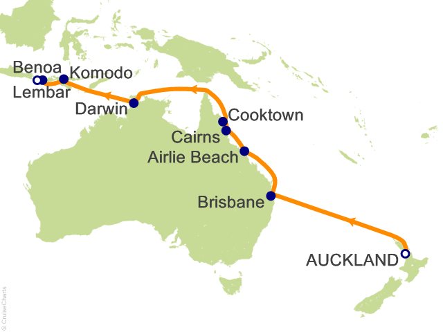 RSSC Regent Seven Seas Mariner Itinerary Cruises 2028 16 Night Journey to Oz   Auckland to Bali (Benoa) Cruise