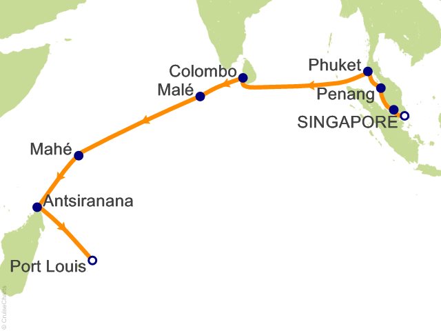 RSSC Regent Seven Seas Mariner Itinerary Cruises 2028 17 Night Discoveries of Wonder and Joy   Singapore to Port Louis Cruise