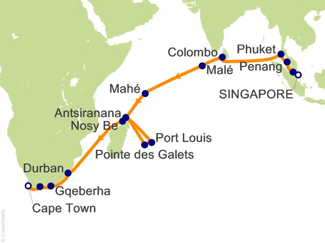 RSSC Regent Seven Seas Mariner Itinerary Cruises 2028 31 Night Shores of Silk and Sun   Singapore to Cape Town Cruise