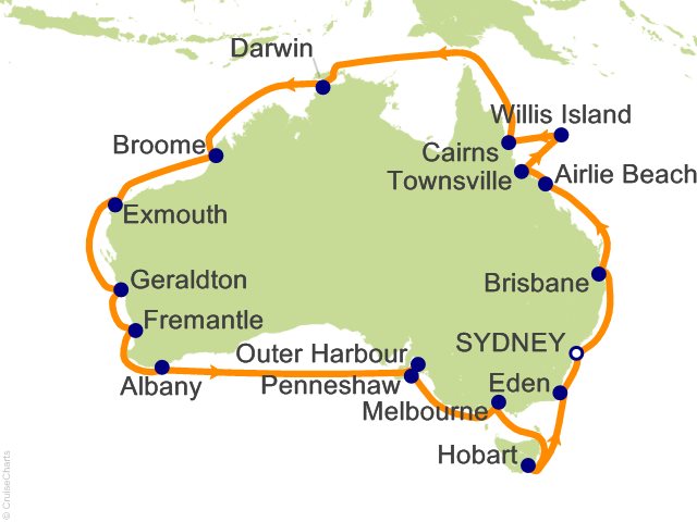 RSSC Regent Seven Seas Mariner Itinerary Cruises 2028 32 Night Australian Adventure   Sydney to Sydney Cruise