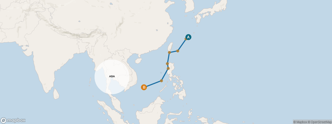 Seven Seas Navigator Voyage NAV270508 itinerary map from Kyoto (Kobe) to Singapore, May 8-21 2027, 13 days