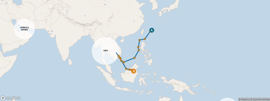 Seven Seas Navigator Voyage NAV270508A itinerary map from Kyoto (Kobe) to Bali (Benoa), May 8-June 2 2027, 25 days