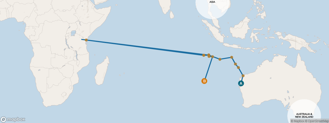 Seven Seas Navigator Voyage NAV270920A itinerary map from Sydney to Perth (Fremantle), September 20-October 14 2027, 24 days