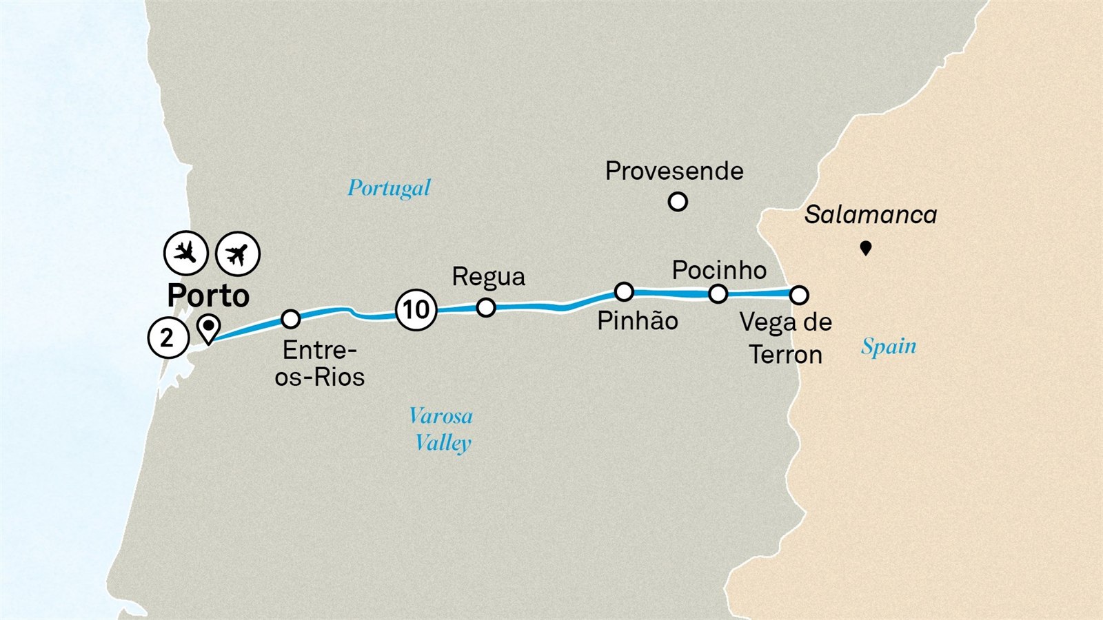 Unforgettable Douro with Porto Scenic itinerary route map for voyage DOPO021026.1