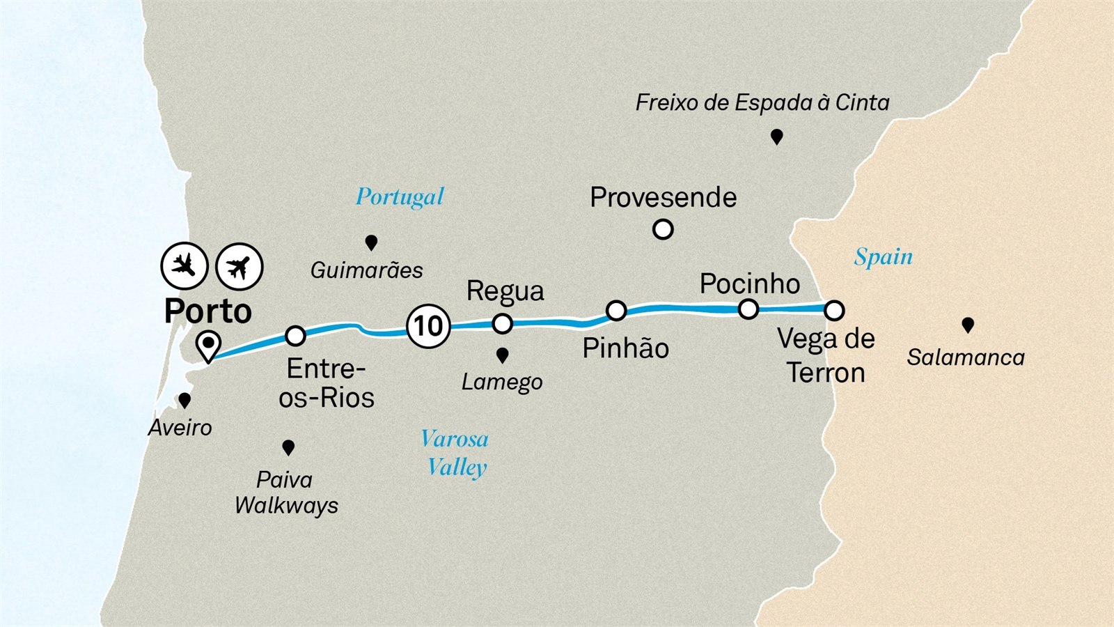 Unforgettable Douro: Porto to Porto Scenic itinerary route map for voyage DOUR021026.1