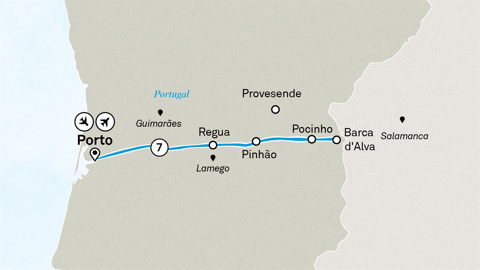 Delightful Douro: Porto to Porto Scenic itinerary route map for voyage DOUS030527.1