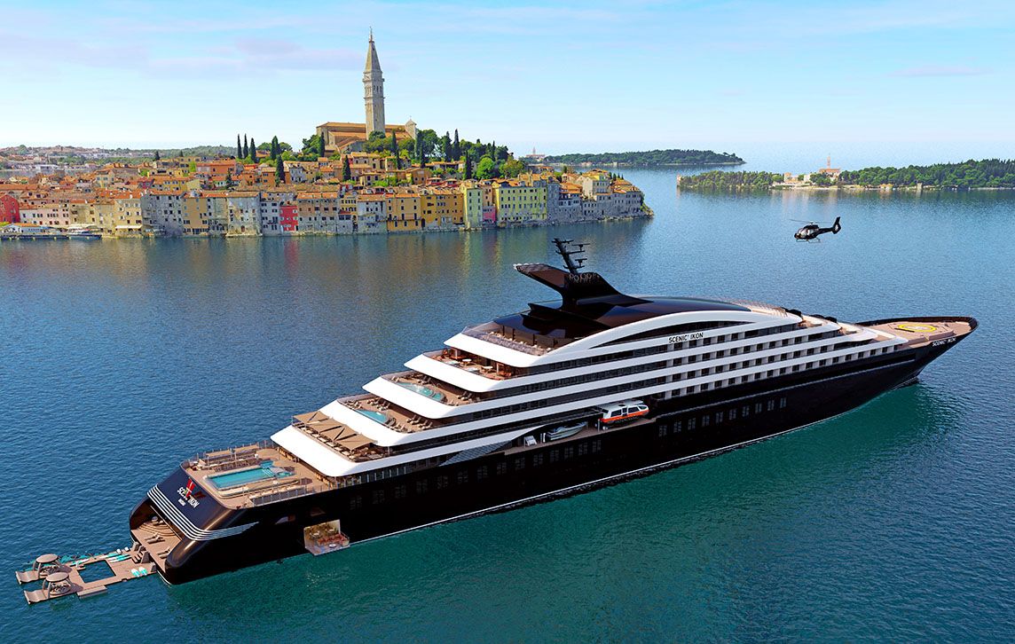 Scenic Ikon Discovery Yacht beneath an open sky