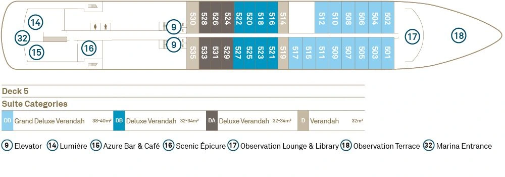Scenic Eclipse II Deck 5 plan