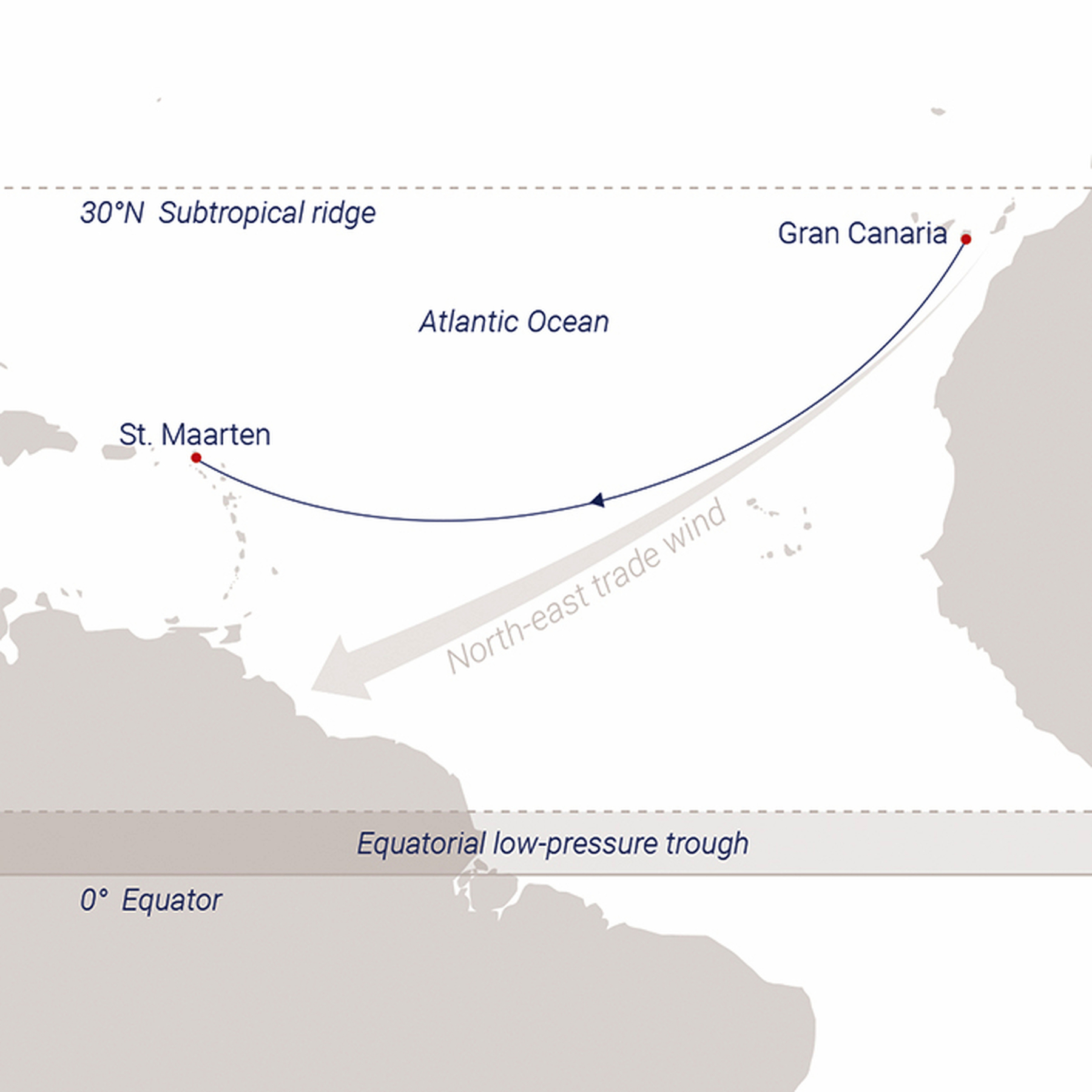 Official SEA CLOUD route map for Sea Cloud Spirit voyage SCS-2740 from Las Palmas, Gran Canaria to Philipsburg, St. Maarten