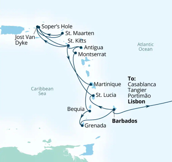 Seabourn Ovation Itinerary Map 2026