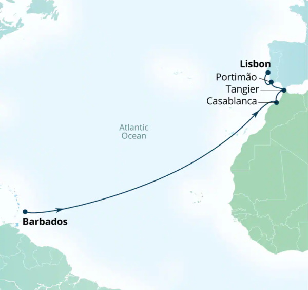 Seabourn Ovation Itinerary Map 2026