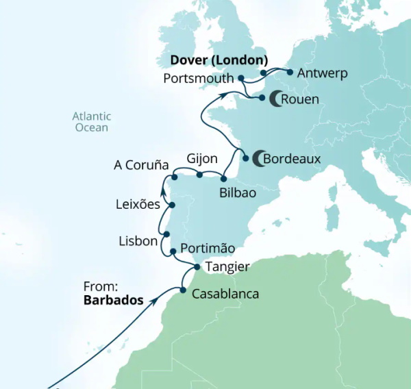 Seabourn Ovation Itinerary Map 2026