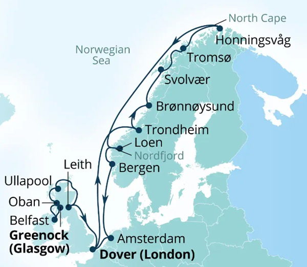 Seabourn Ovation Itinerary Map 2026
