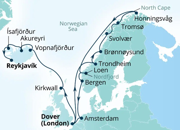 Seabourn Ovation Itinerary Map 2026