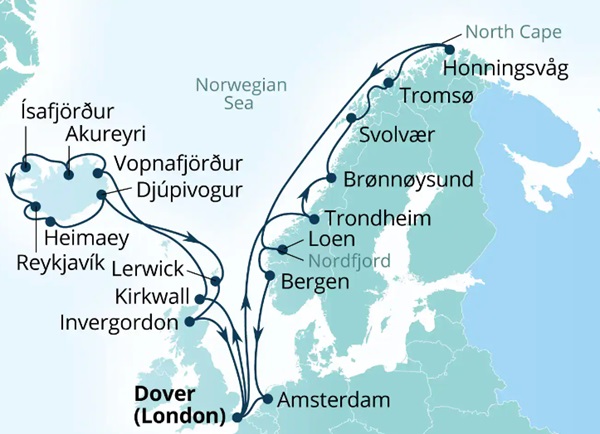 Seabourn Ovation Itinerary Map 2026