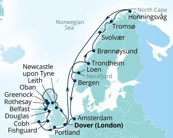 Seabourn Ovation Itinerary Map 2026