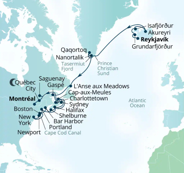 Seabourn Ovation Itinerary Map 2026