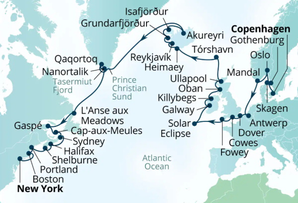 Seabourn Ovation Itinerary Map 2026