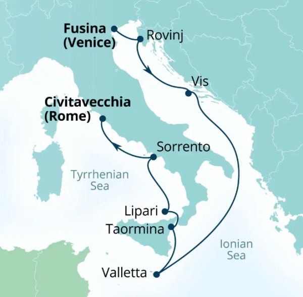 Seabourn Ovation Itinerary Map 2027
