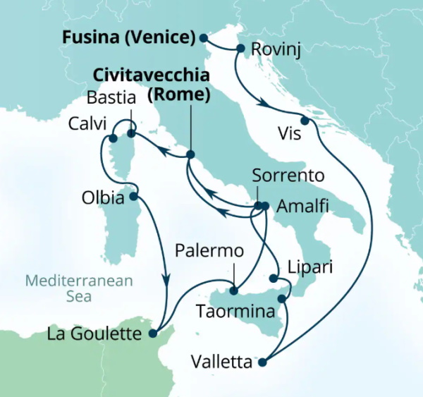 Seabourn Ovation Itinerary Map 2027