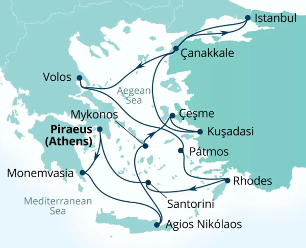 Seabourn Ovation Itinerary Map 2027