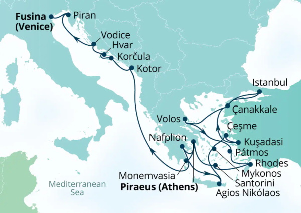 Seabourn Ovation Itinerary Map 2027