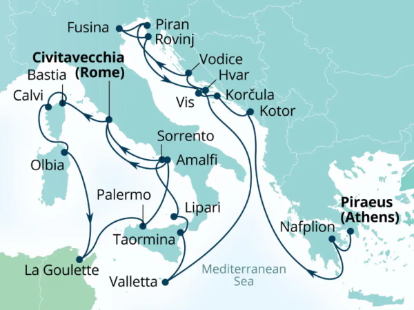 Seabourn Ovation Itinerary Map 2027