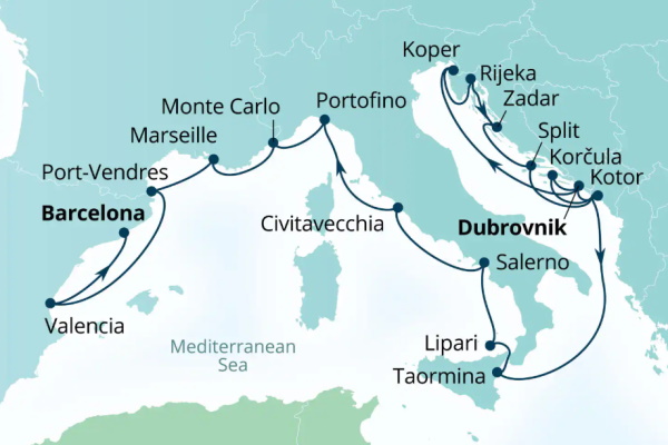 Seabourn Ovation Itinerary Map 2027