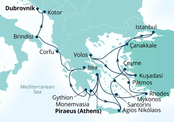 Seabourn Ovation Itinerary Map 2027