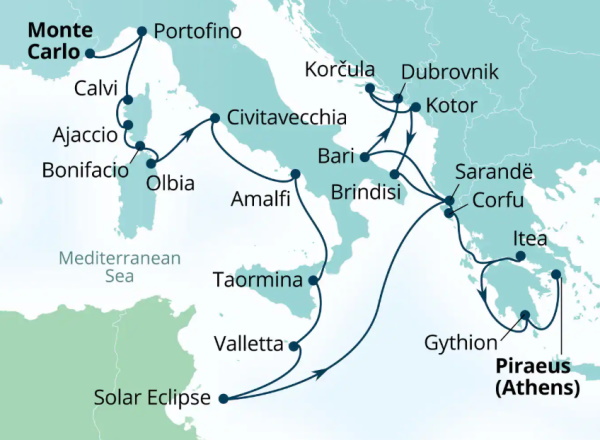 Seabourn Ovation Itinerary Map 2027
