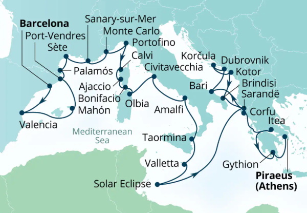 Seabourn Ovation Itinerary Map 2027