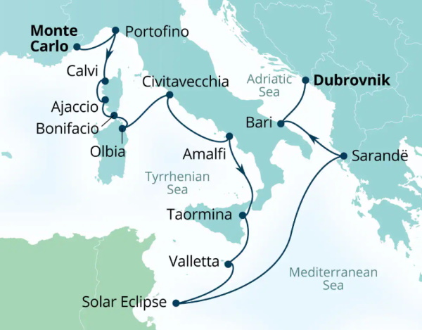 Seabourn Ovation Itinerary Map 2027
