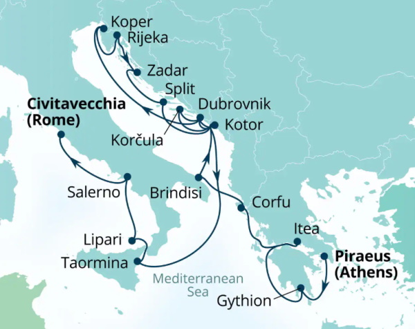 Seabourn Ovation Itinerary Map 2027