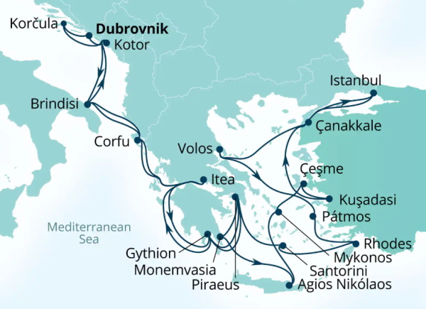Seabourn Ovation Itinerary Map 2027