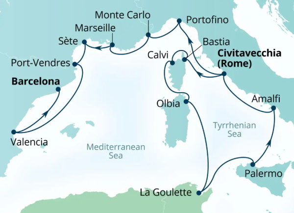 Seabourn Ovation Itinerary Map 2027
