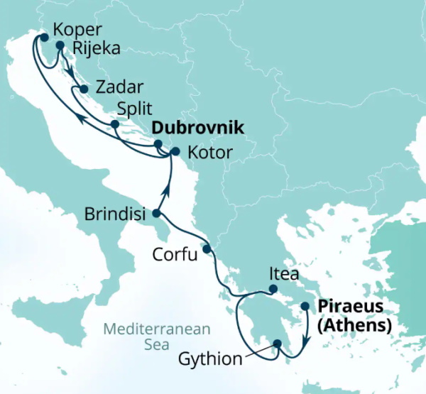 Seabourn Ovation Itinerary Map 2027