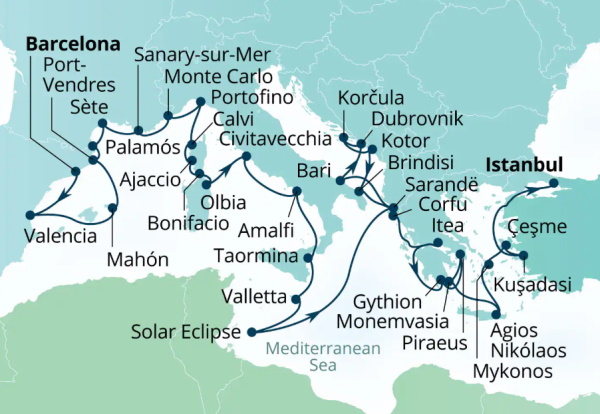 Seabourn Ovation Itinerary Map 2027