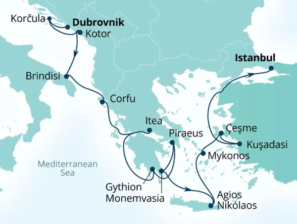 Seabourn Ovation Itinerary Map 2027