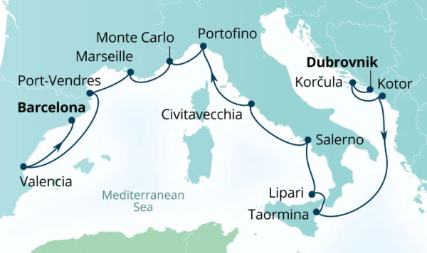 Seabourn Ovation Itinerary Map 2027