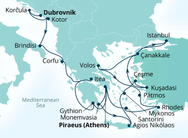 Seabourn Ovation Itinerary Map 2027