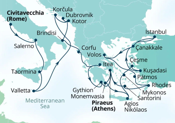 Seabourn Ovation Itinerary Map 2027