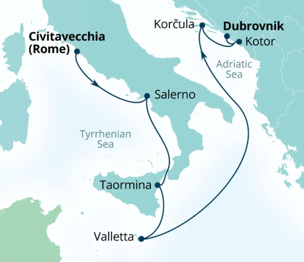 Seabourn Ovation Itinerary Map 2027
