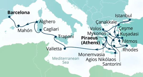 Seabourn Ovation Itinerary Map 2027