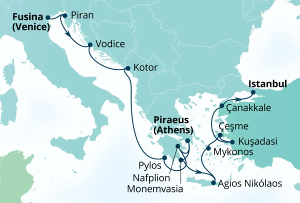 Seabourn Ovation Itinerary Map 2027