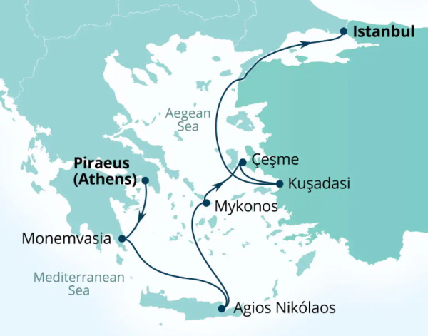 Seabourn Ovation Itinerary Map 2027