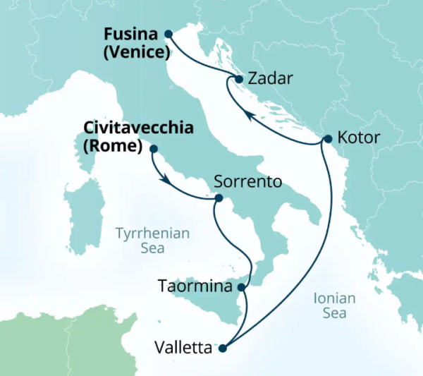 Seabourn Ovation Itinerary Map 2027