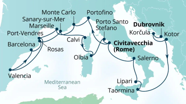 Seabourn Ovation Itinerary Map 2027