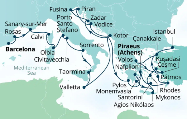 Seabourn Ovation Itinerary Map 2027
