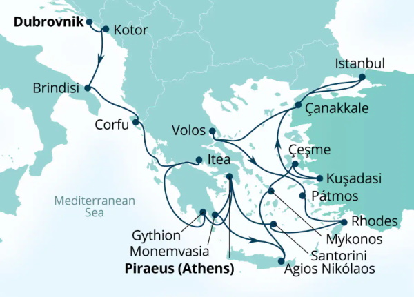 Seabourn Ovation Itinerary Map 2027